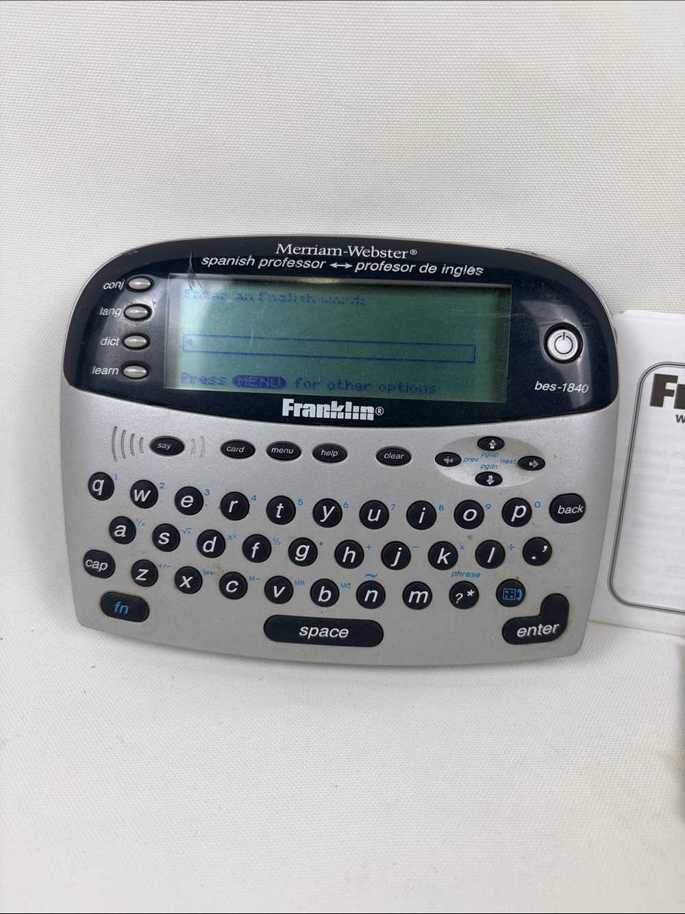 Franklin - BES-1840- Merriam Webster Spanish Dictionary - Handheld